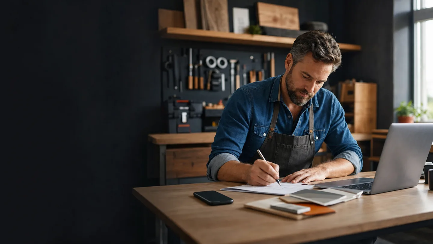 A small-business owner continuing his work after delegating a website update